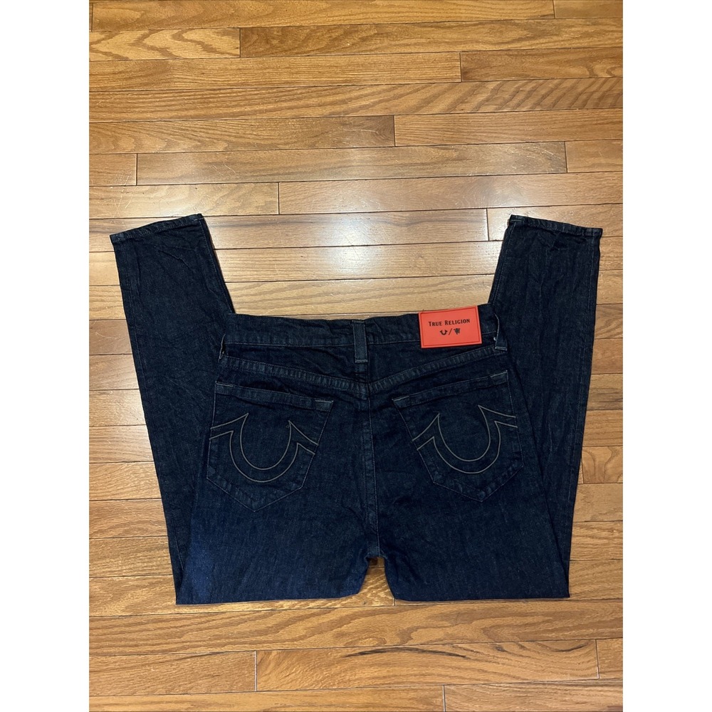 True Religion Manchester United Jack SE Jeans Mens 34x29 Dark Wash Red Stitch